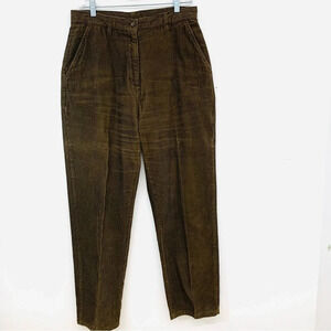 Woolrich Corduroy Pants Woman Size 10  Dark Loden‎ Brown High Rise 100% Cotton